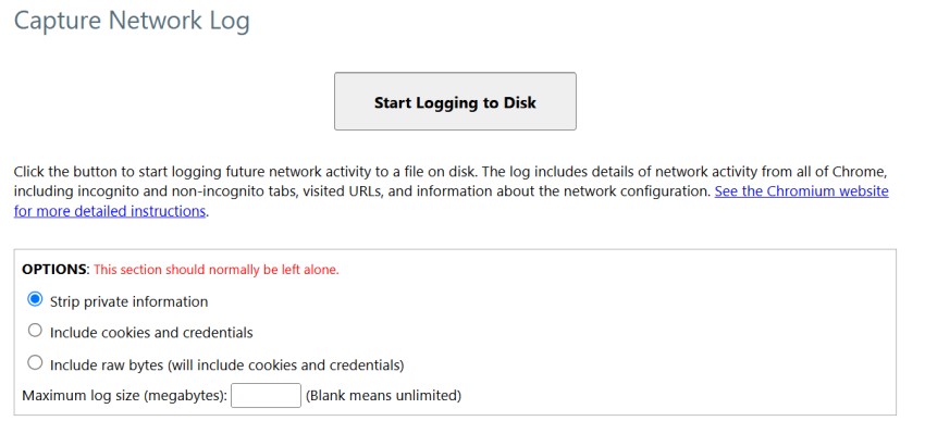 chrome net export
